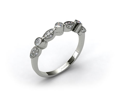 14kt White Gold Bezel and Pave Set Diamond Wedding Ring